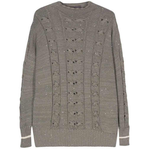 Lorena Antoniazzi Pullover Sequin-Embellished Cable-Knit Jumper Grey