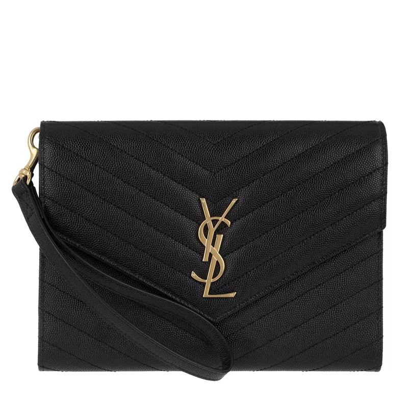 Saint Laurent Clutch Monogramme Clutch Quilted Leather Black
