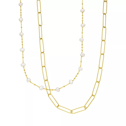 Leaf Necklace Set Big Square/Pearl, silver gold plate Short Necklace