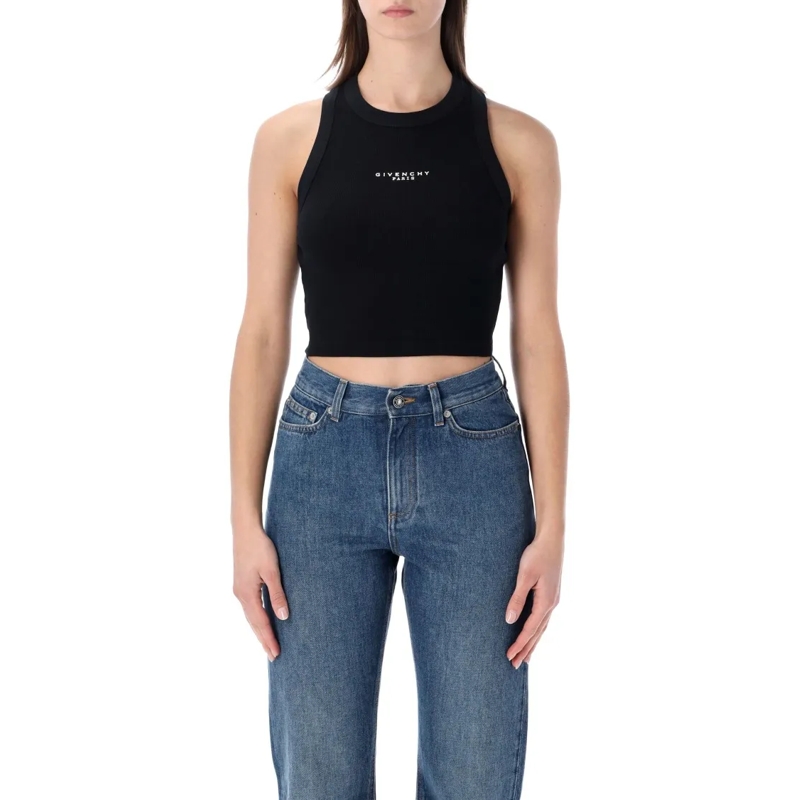 Givenchy Blouse Vintage-Inspired Cropped Tank Top With Racerback D Black