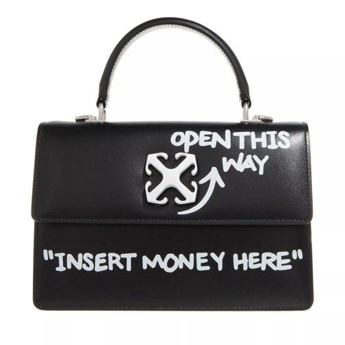 Off-White Jitney 1.4 Top Handle Quote Black White Crossbody Bag