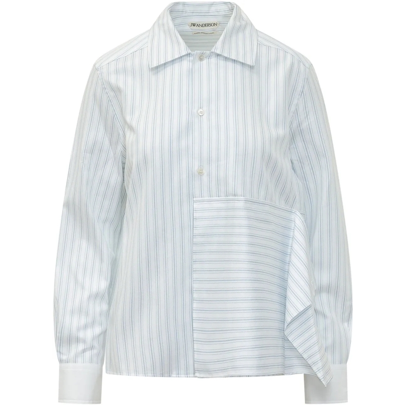 J.W.Anderson Bluse Camicia Asym Draped con Motivo a Righe weiß