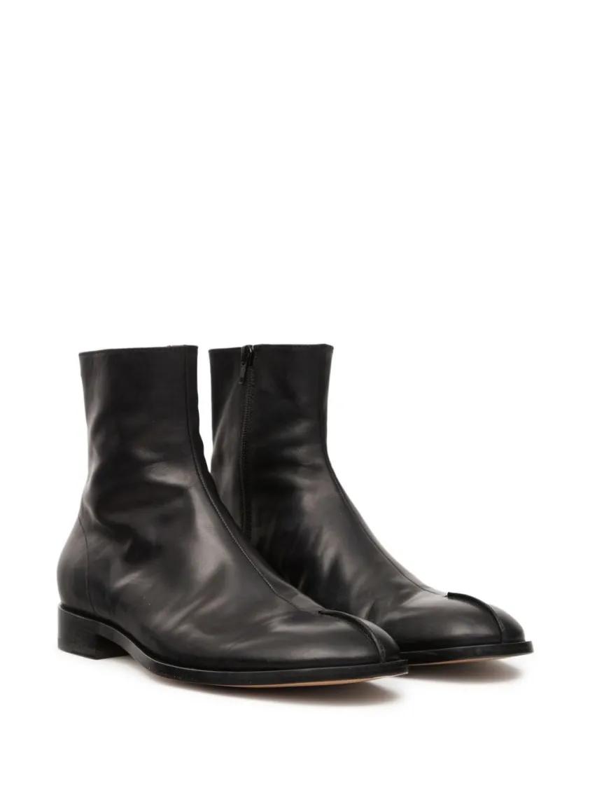Thumbnail - MM6 Maison Margiela Stiefel - Smooth Leather Ankle Boots With Pointed Toe And Zi - Gr. 44 (EU) - in Schwarz - für Damen