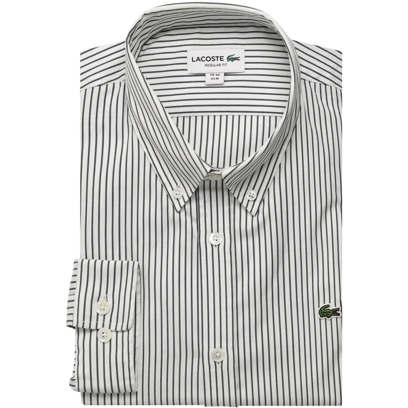 Lacoste Legeres Oberteil hemd wit streep groen weiß