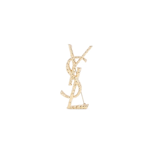 Saint Laurent Gold Brass Brooche Pin Gold 