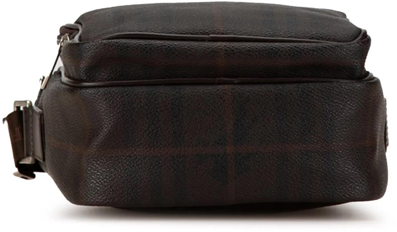 Burberry Shoppers Smoke Check Coated Canvas Crossbody in bruin