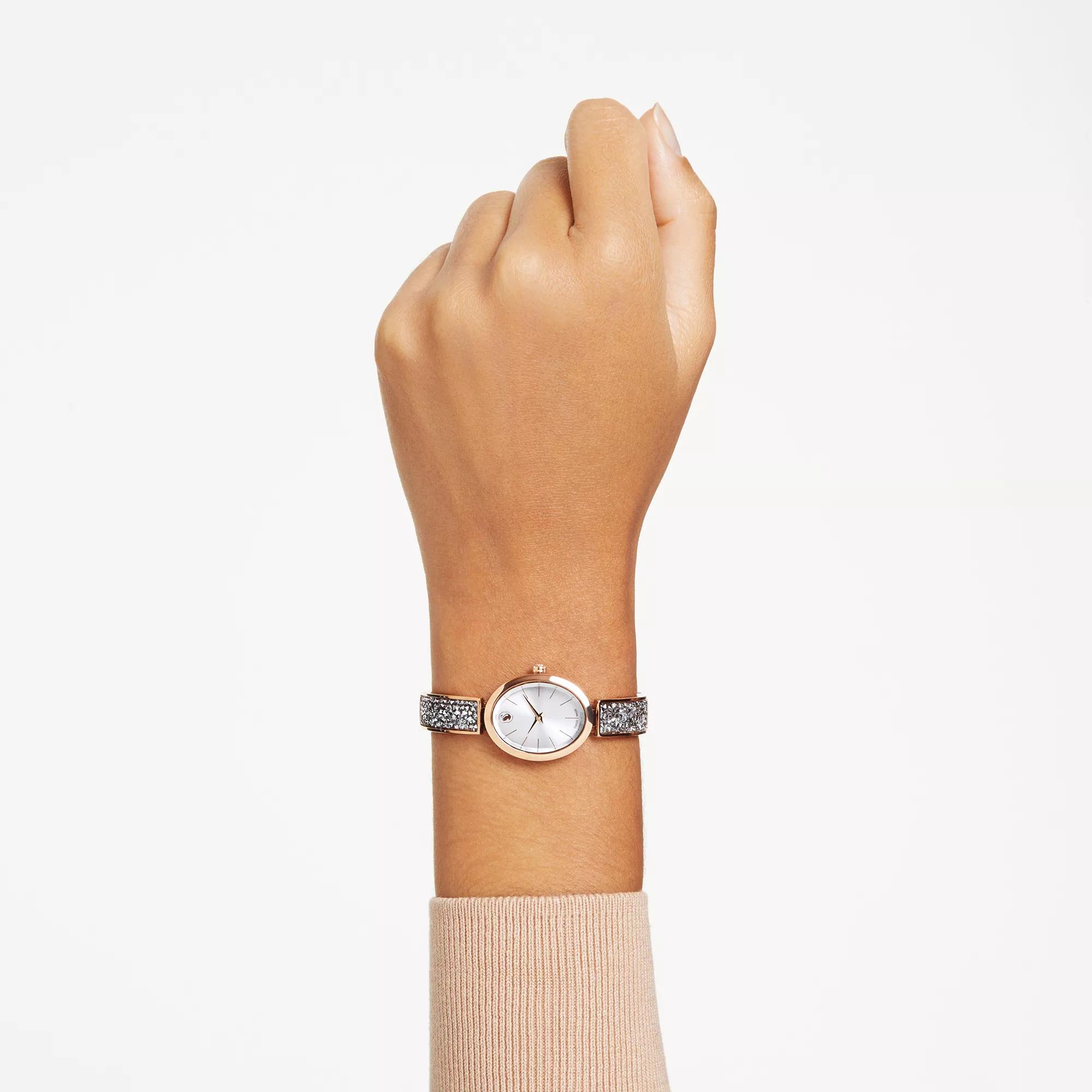 Swarovski crystalline oval watch rose gold top