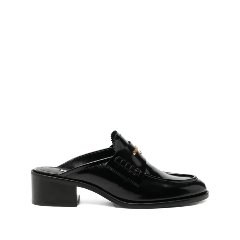Alexander Wang Mules Glossy Black Flat Shoes Black