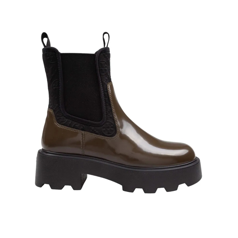 Tory Burch Laarzen Leather And Neoprene Chelsea Boot In Olive Green Black