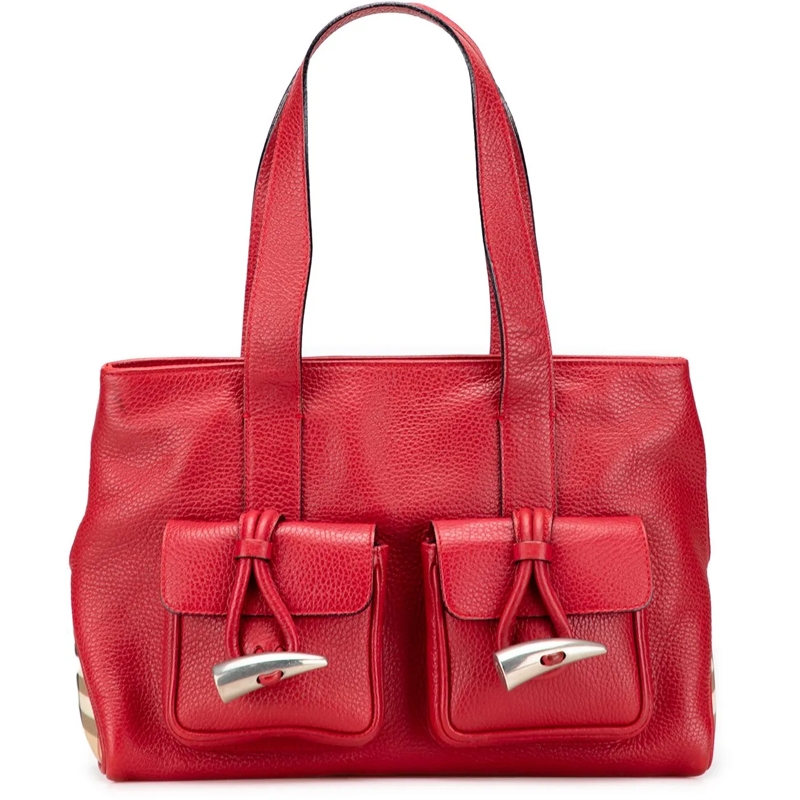 Burberry Shopper House Check Trimmed Grainy Calfskin Horn Toggle To rot