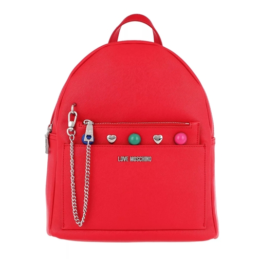 Love Moschino Backpack Coloured Studs Rosso Rucksack