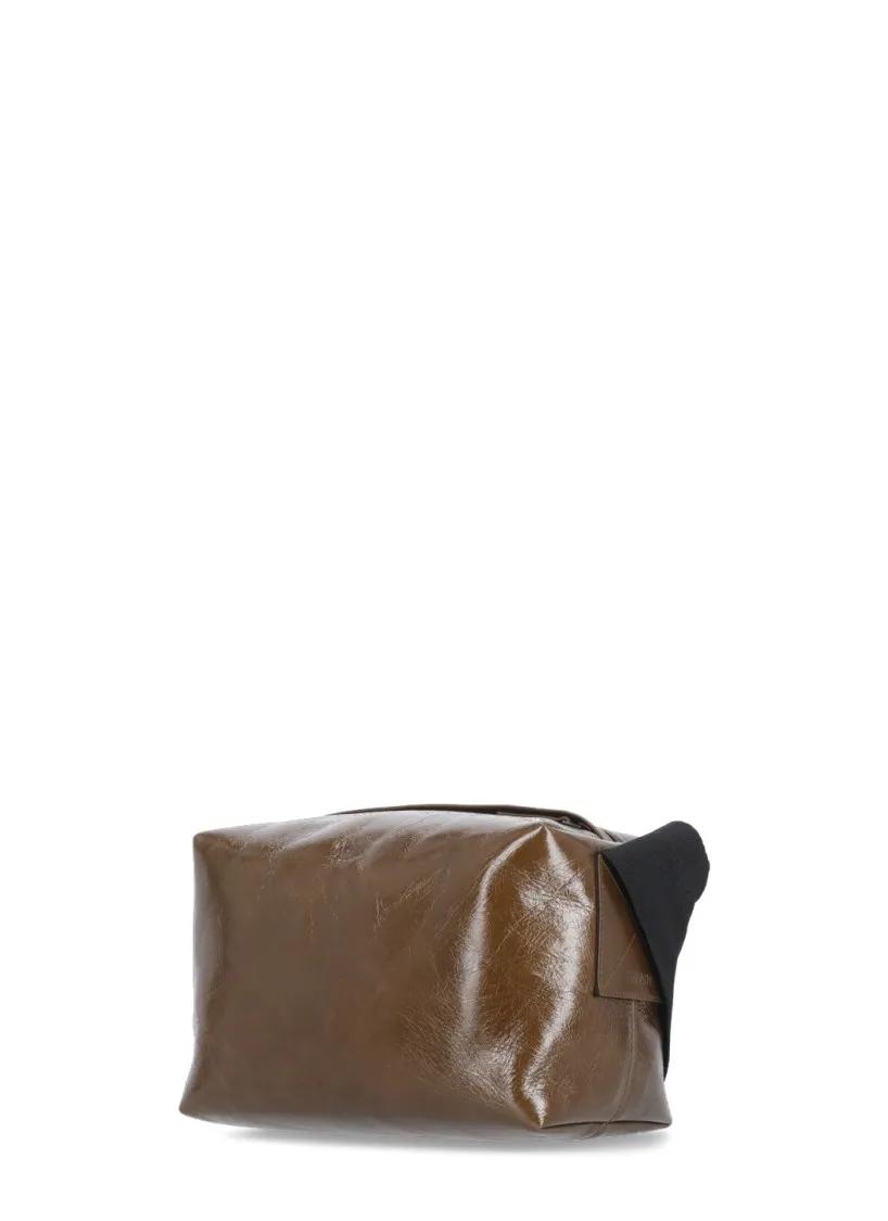 Uma Wang Hobo bags Square Shoulder Bag In Leather in bruin