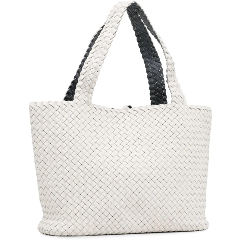 Bottega Veneta Shopper Bicolor Intrecciato Tote weiß