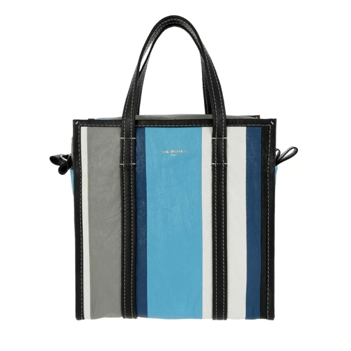 Balenciaga Bazar Shopper S Stripes Leather Blue Draagtas