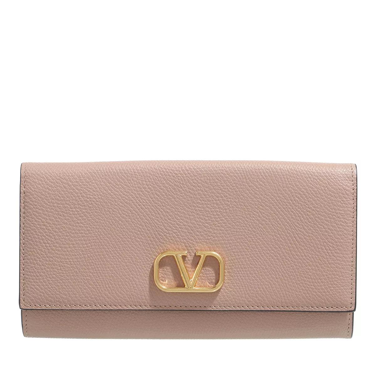 Valentino Garavani Wallet V Logo Signature Calf Leather Rose