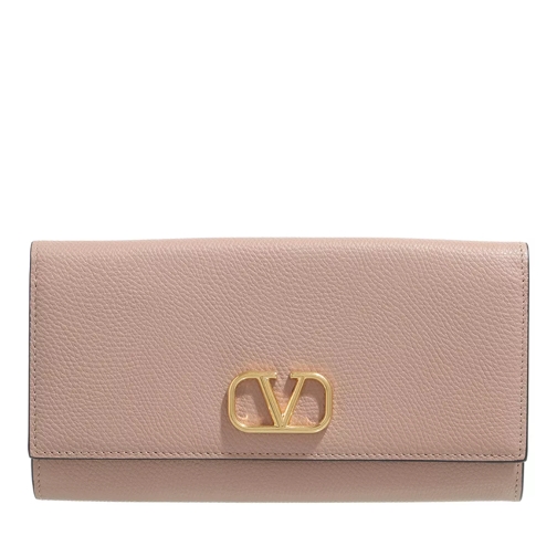 Valentino Garavani Wallet V-Logo Signature Calf Leather  Rose Klaffplånbok