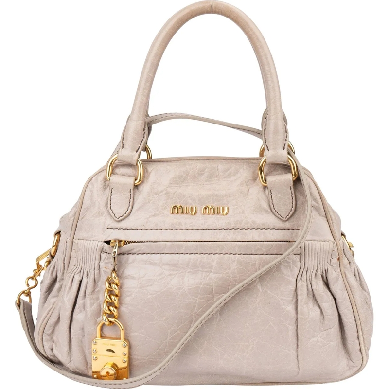 Miu Miu Schultertasche Miu Miu Grey Leather City Handbag mehrfarbig