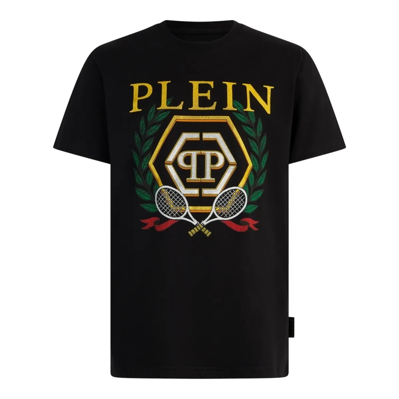 Philipp Plein T-Shirt Round Neck T-Shirt Tennis Crest schwarz