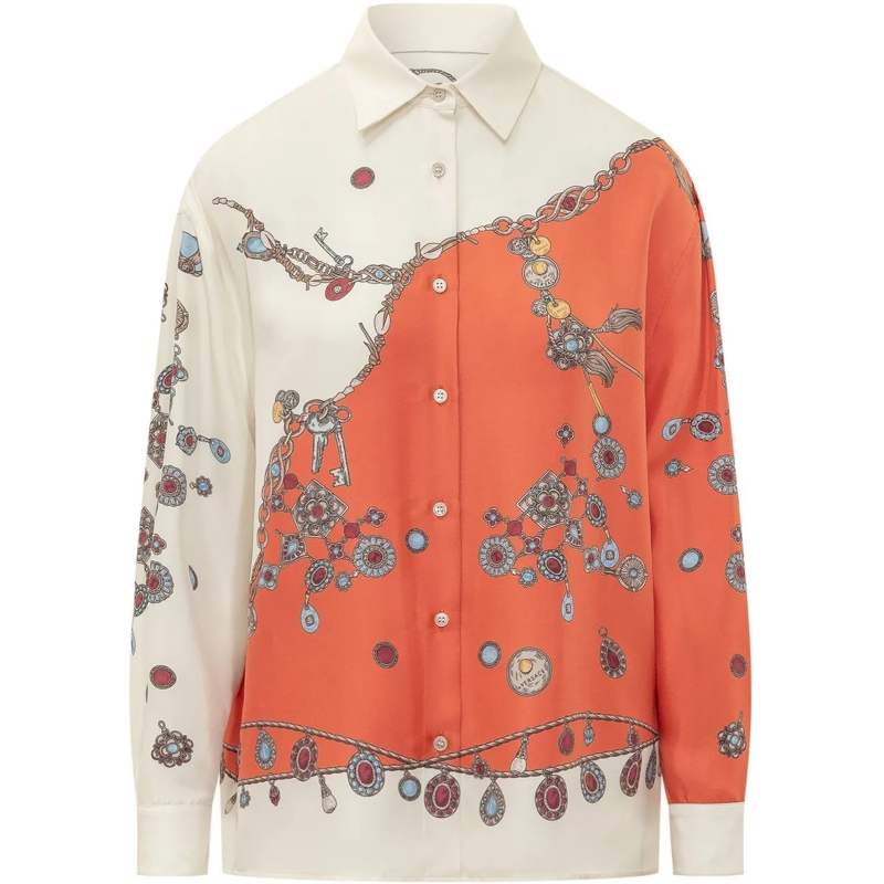 Versace Bluse Camicia con Stampa Gioiello orange