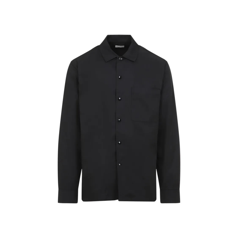 Dries Van Noten Hemd Classic Black Shirt With Button-Up Front Black