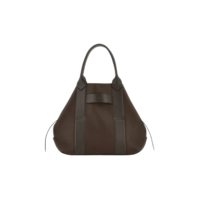 Hogan Fourre-tout Structured Hammered Leather Tote Bag With Embossed Black