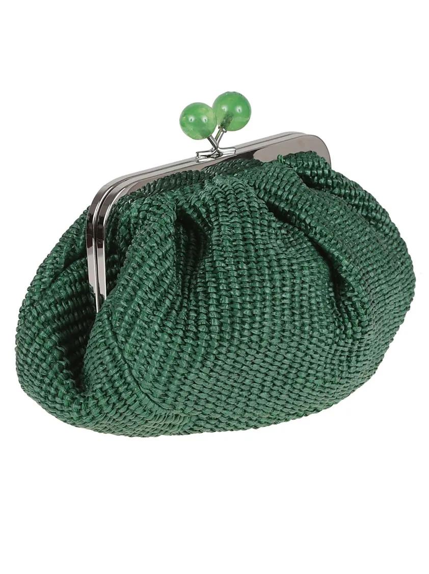 WEEKEND Max Mara Clutches Small Raffia Effect Pasticcino Bag With Pleated De in groen