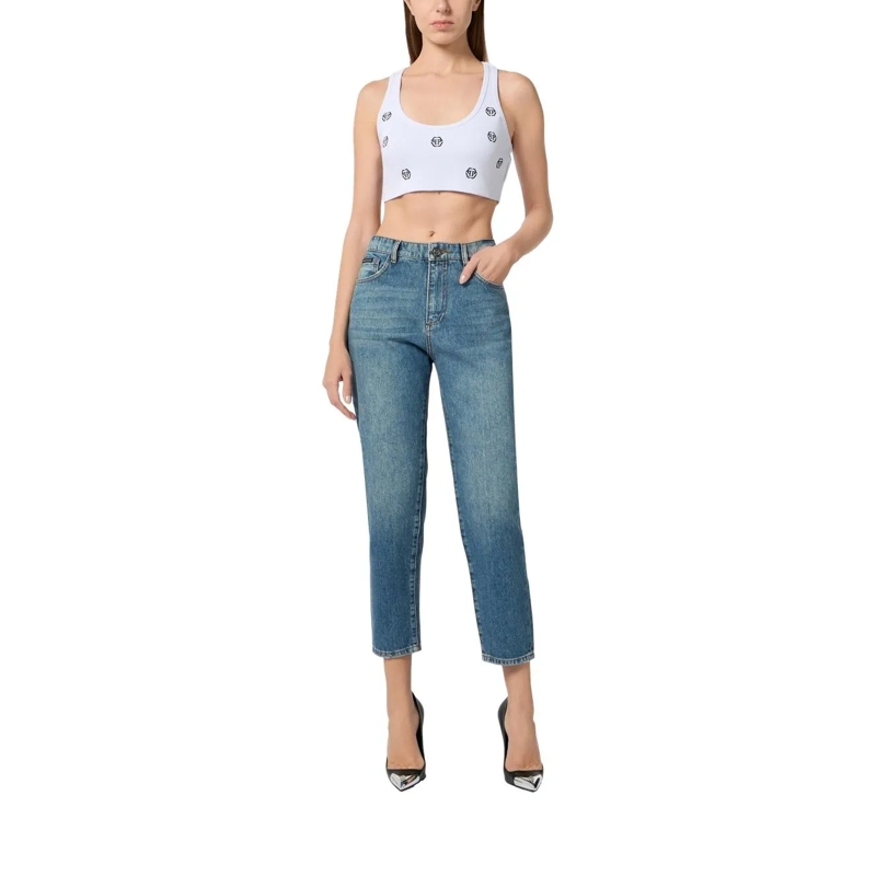 Philipp Plein Top Ribbed Mini Tank Top Monogram Monogram weiss(Image 2)