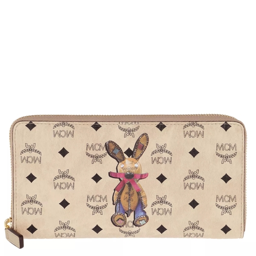 MCM Rabbit Zippered Wallet Large Beige Portemonnaie mit Zip-Around-Reißverschluss