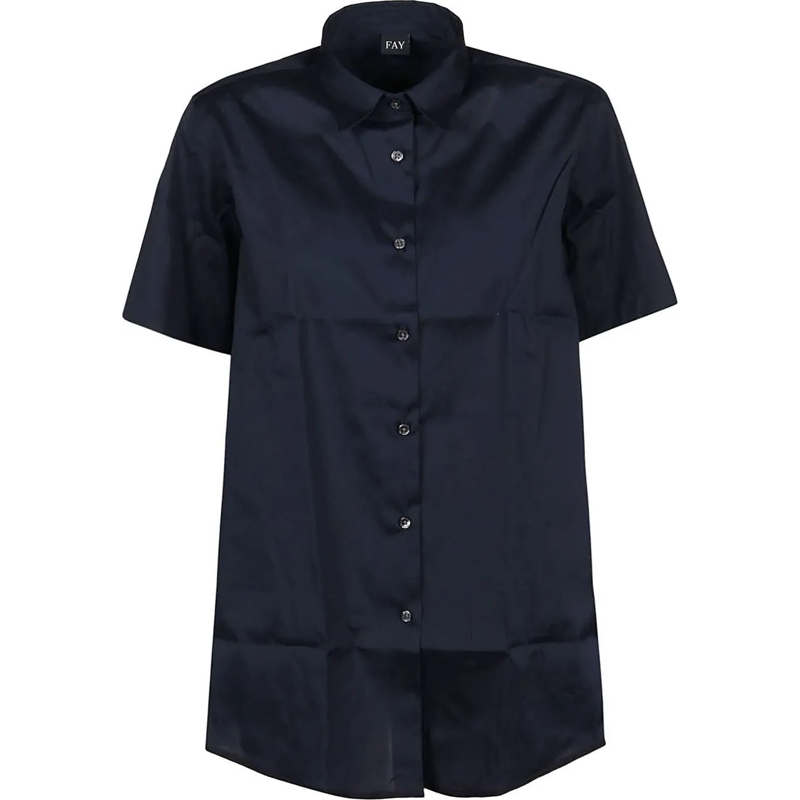 Fay Chemisier Short Sleeve Shirt Blue blau
