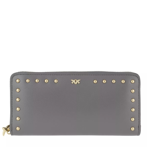 Pinko Blonde Wallet Grigio Carbone Portemonnaie mit Zip-Around-Reißverschluss