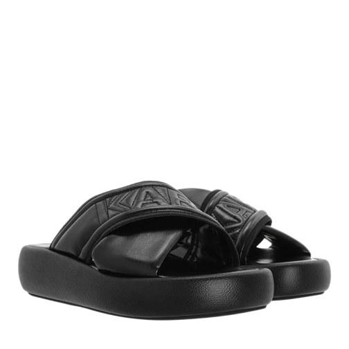 Karl Lagerfeld Laguna Puffa Strap Slide Eco Leather Black Claquette
