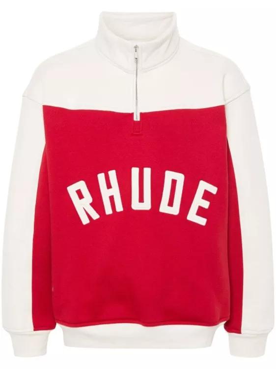 Rhude - Contrast Varsity Cotton Sweatshirt - Größe S - red