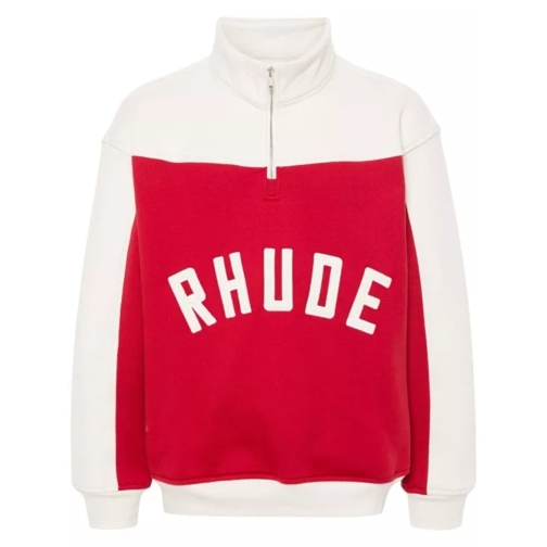 Rhude Contrast Varsity Cotton Sweatshirt Red 