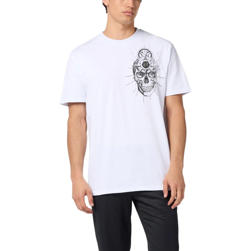 Philipp Plein T-Shirt Round Neck T-Shirt Skull Tattoo weiss(Image 3)