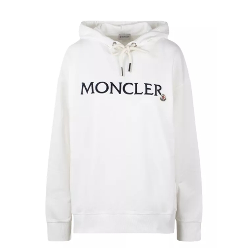 Moncler Embroidered Logo Hoodie White 