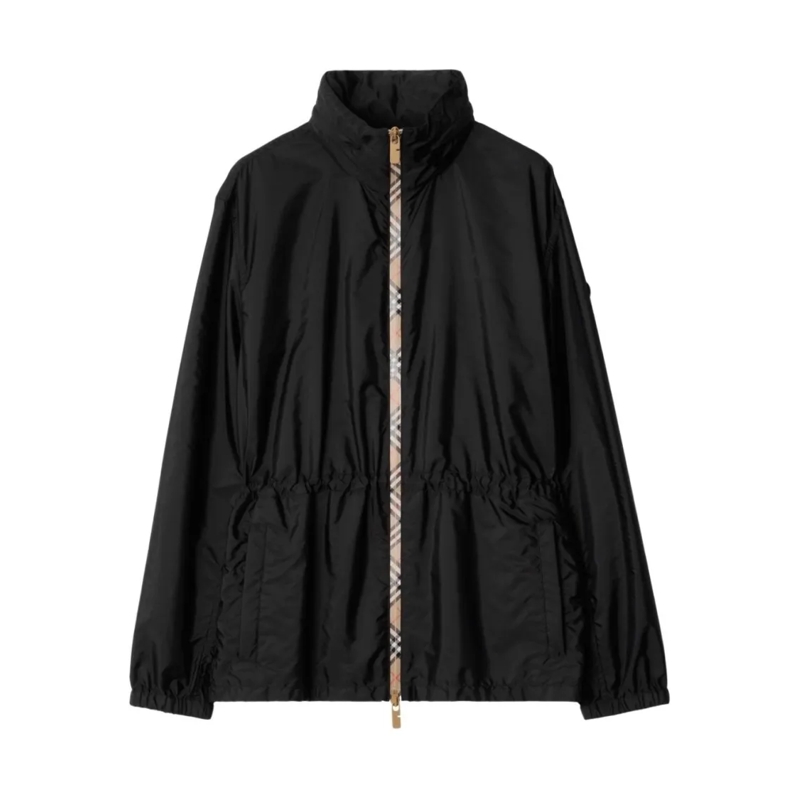 Burberry Overgangsjas Short Checker-Tape Nylon Parka Black
