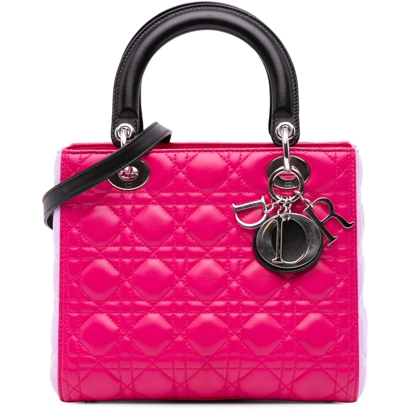 Christian Dior Schultertasche Medium Tricolor Lambskin Cannage Lady Dior rose