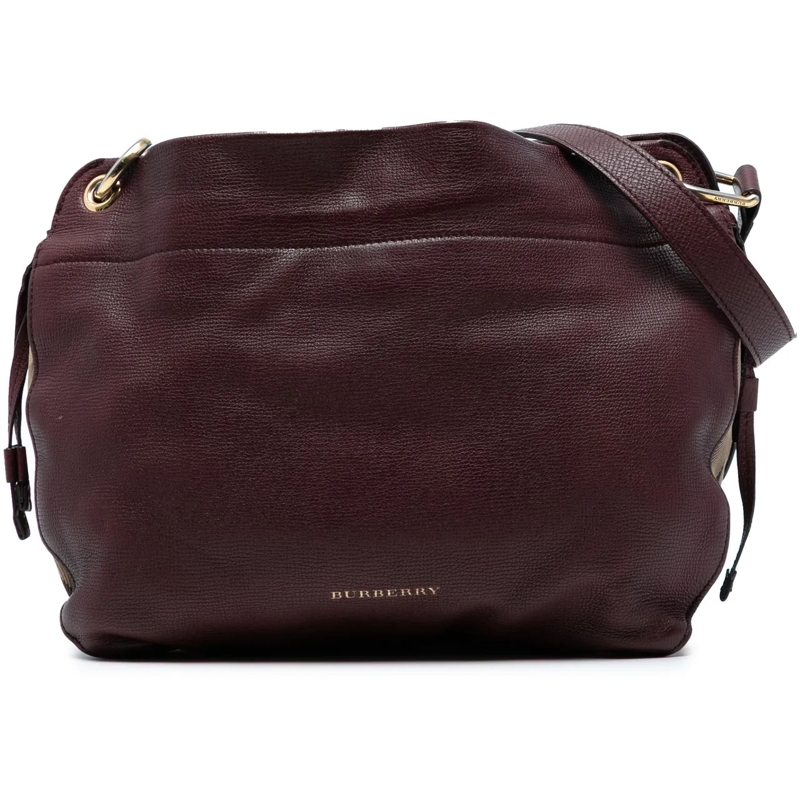 Burberry Schultertasche Small Grainy Calfskin and House Check Canvas Bingl rot