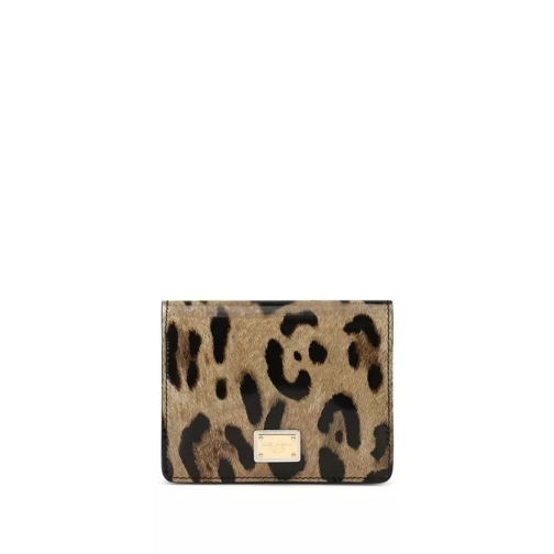 Dolce&Gabbana All-Over Leopard-Print Wallet Brown Tvåveckad plånbok