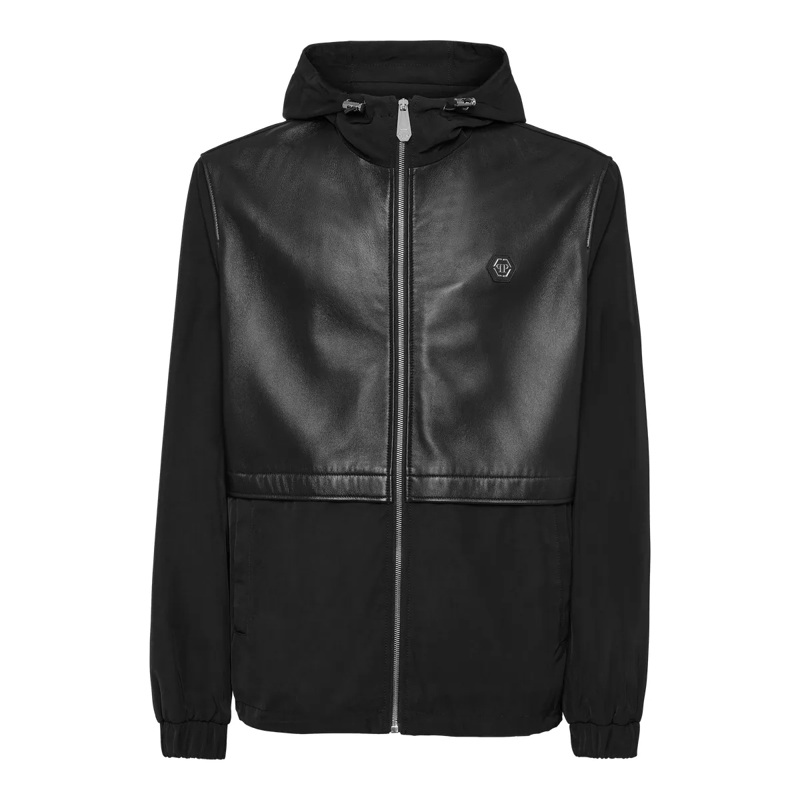 Philipp Plein Lederjacke Jacke schwarz