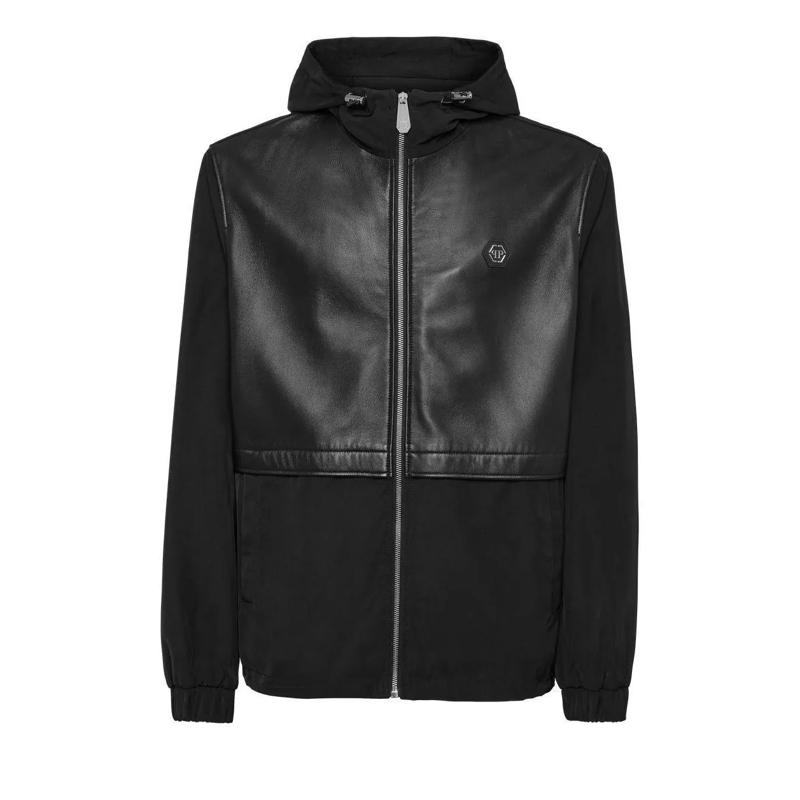 Philipp Plein Lederjacke Jacke schwarz