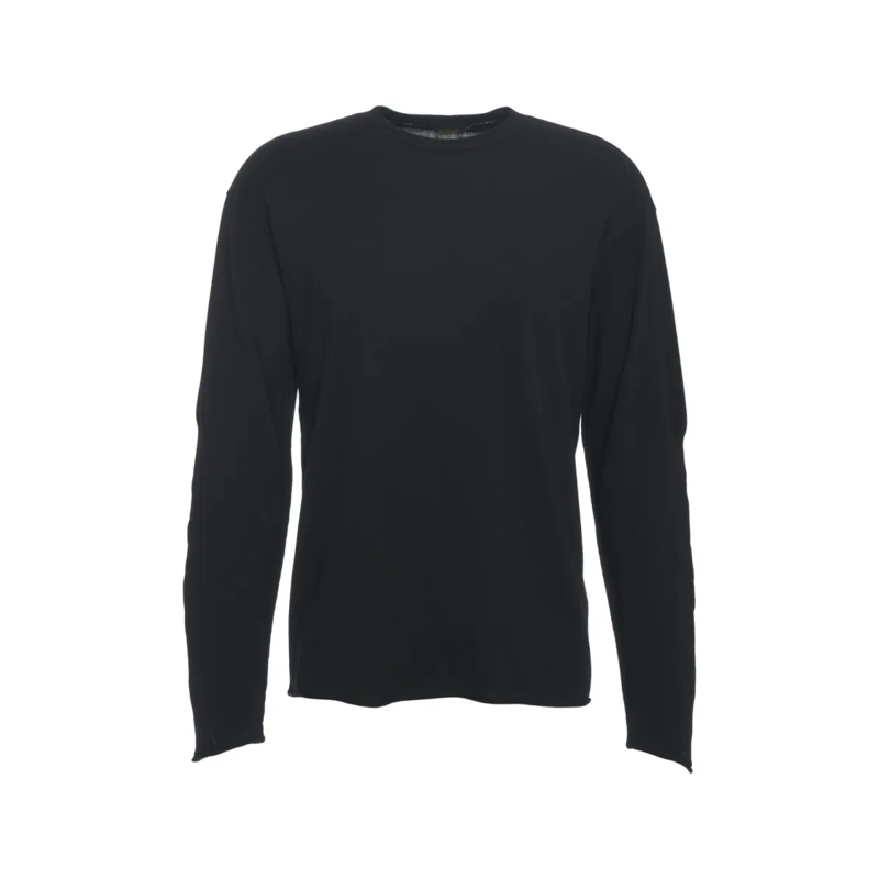 Transit Pullover Classic Black Knit Sweater With Raw Edge Details Black