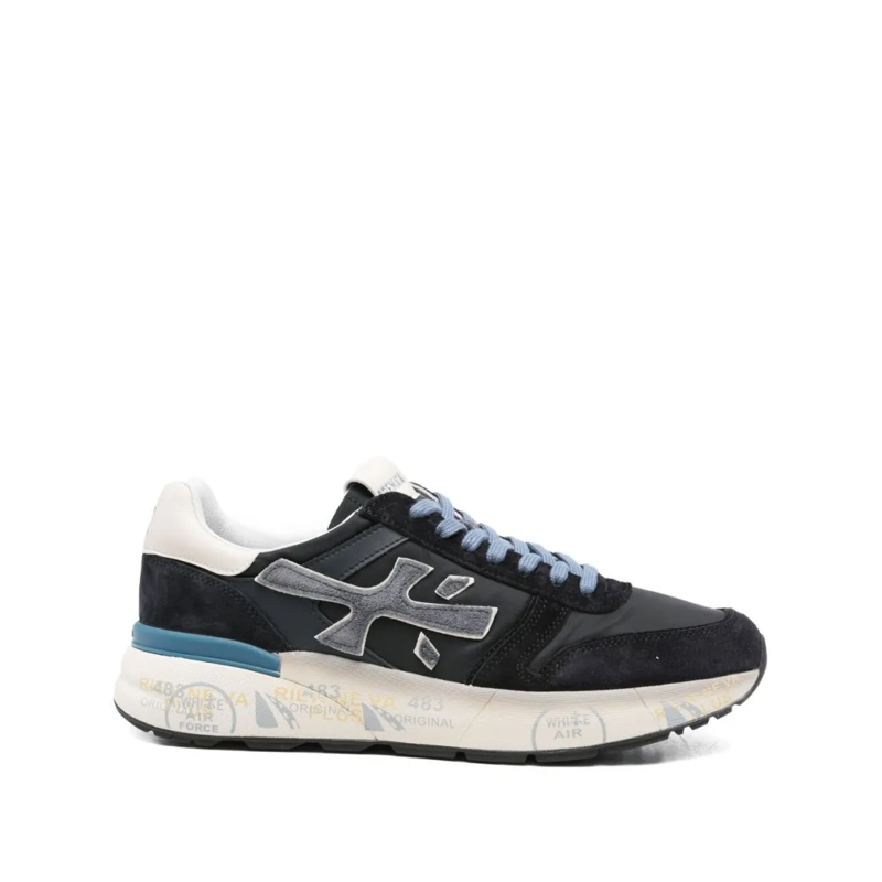 Premiata Lage-top sneaker Blue Sneakers With Suede Grey