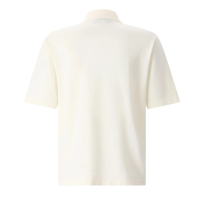 AMI Paris Poloshirt Minimalist Short-Sleeve Polo Shirt With Heart Embl Neutrals(Image 3)