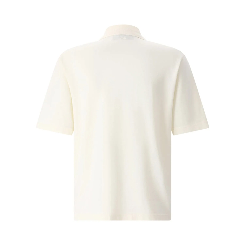 AMI Paris Polohemd Minimalist Short-Sleeve Polo Shirt With Heart Embl Neutrals(Image 6)
