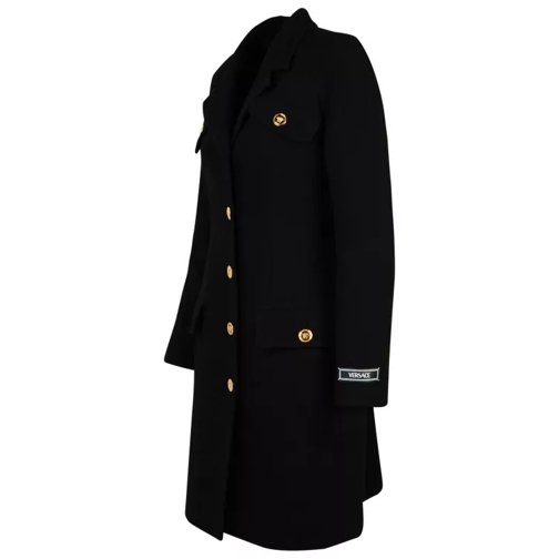 Versace Black Virgin Wool Blend Coat Black 