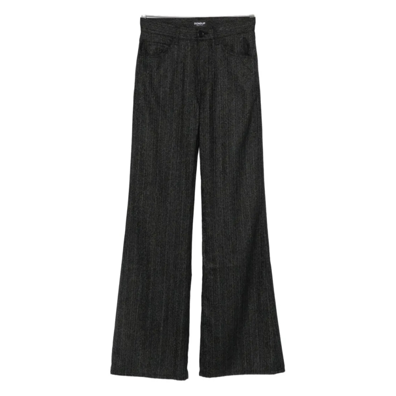 Dondup Jeans Wide-Leg Jeans With Subtle Pinstripe Design Black