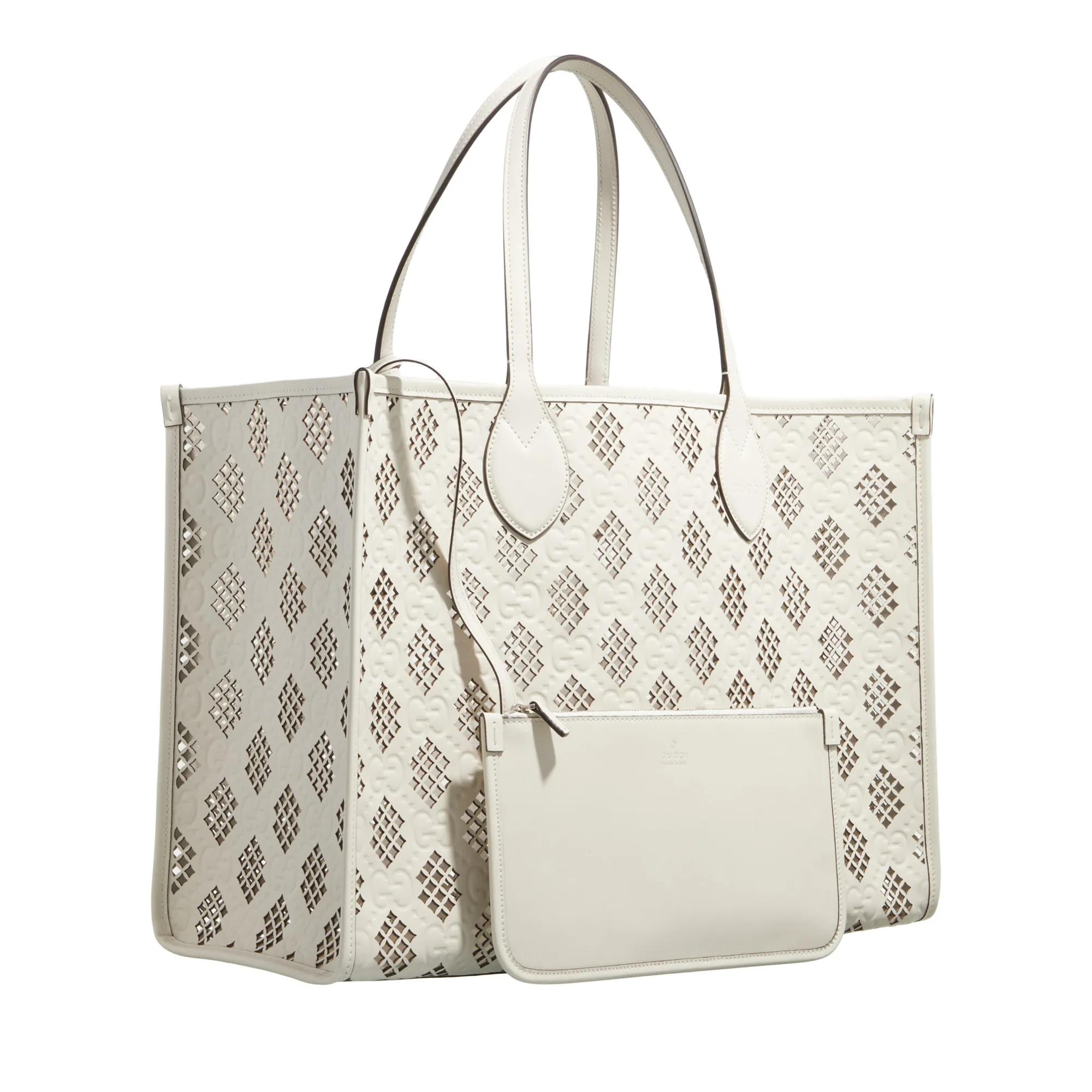 Gucci Shoppers & Totes Laser Cut Gg Leather Tote Bag in crème