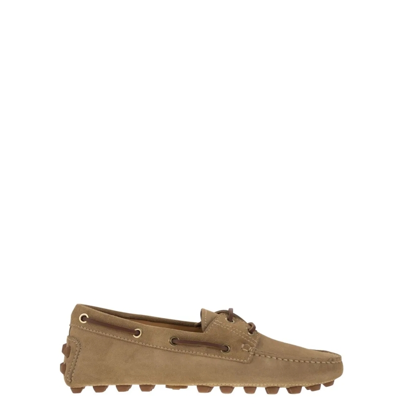 Tod's Ballerinas Rubber Bubble Suede Boat Brown
