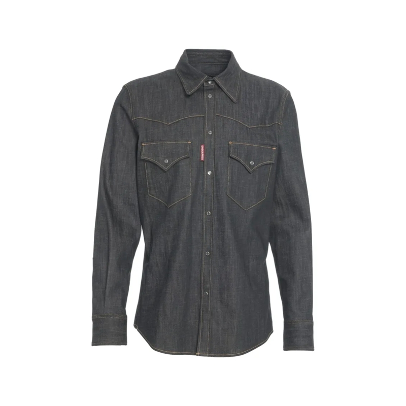 Dsquared2 Overhemd Western Denim Shirt Grey